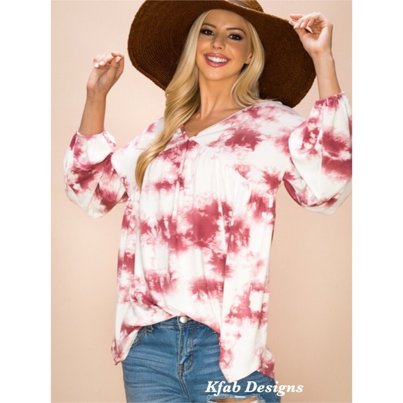 ❤️LAST! Bohemian Knit Tie Dye Print Baby Doll Top! - Picture 5 of 5